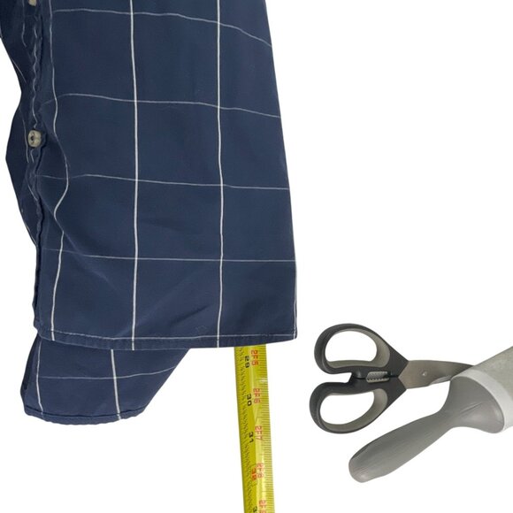 Tommy Hilfiger Men's Navy Blue Button-Down Shirt Windowpane Size M Cotton Blend - Picture 7 of 8